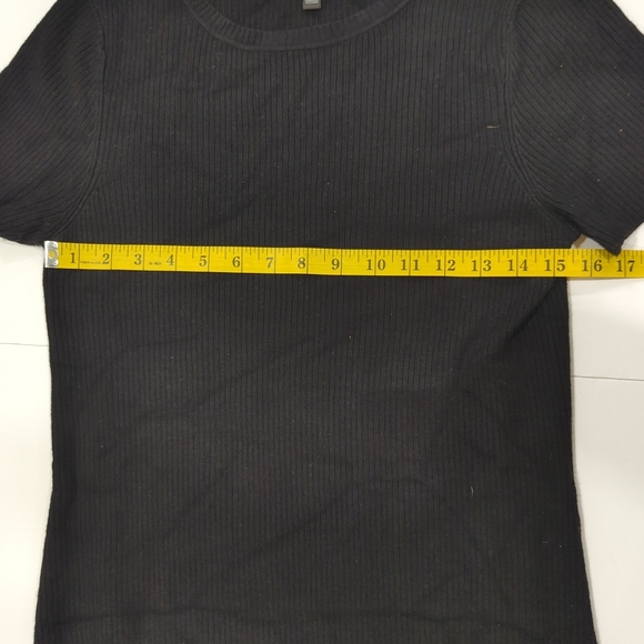 Saks Fifth Avenue Black Shortsleeve Sweater Dress Midi - Women's Size M - Picture 7 of 10